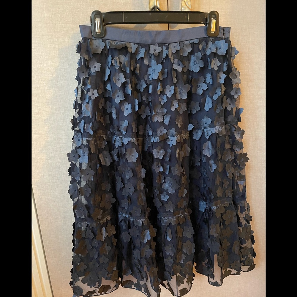 Anthropologie Floral Appliqué Skirt